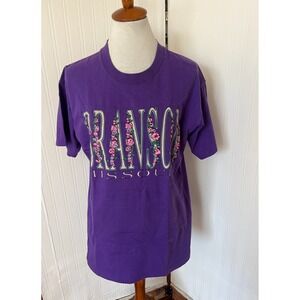 Vtg Fruit of the Loom Womens Purple Branson Missouri Single Stitch Tshirt Sz L